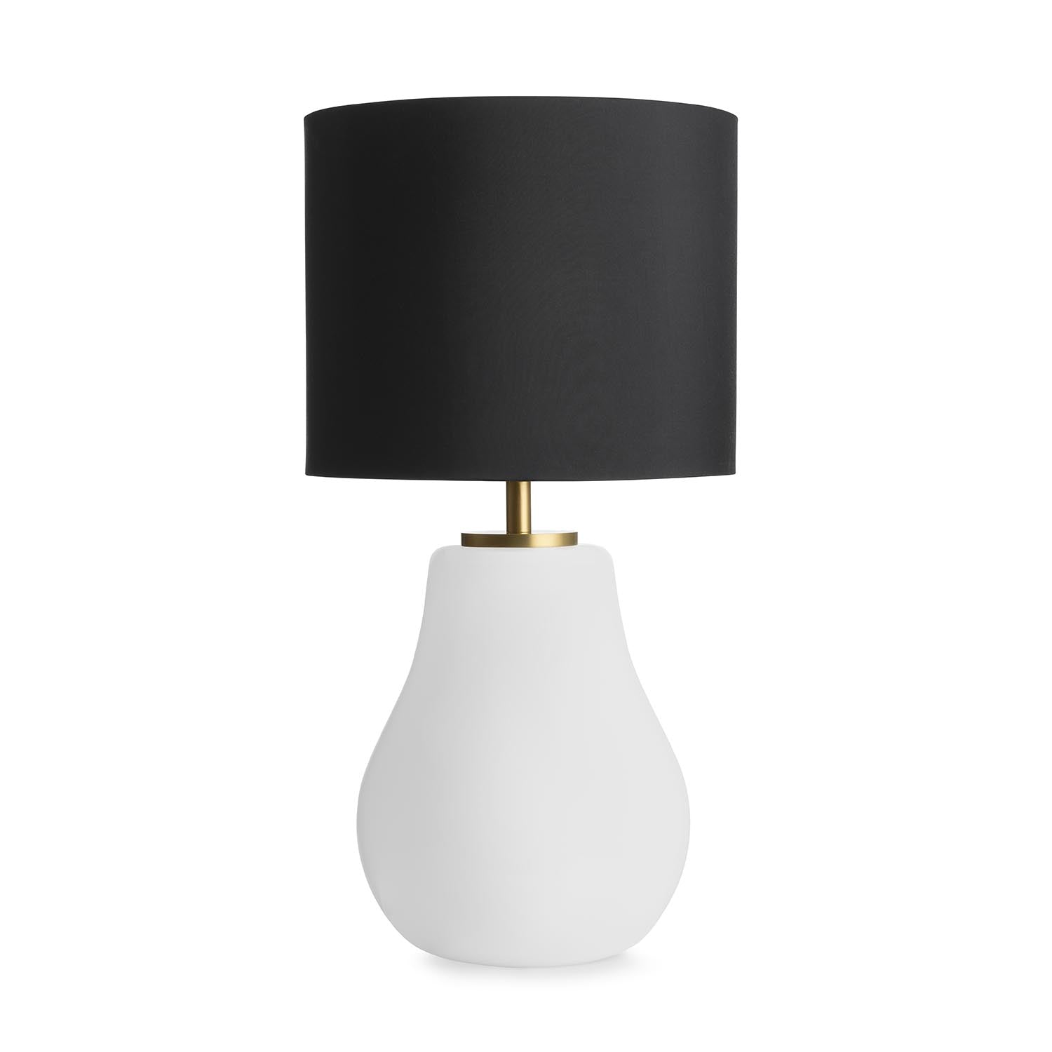 HITRA - Pear-shaped bedside lamp in blown glass and fabric lampshade