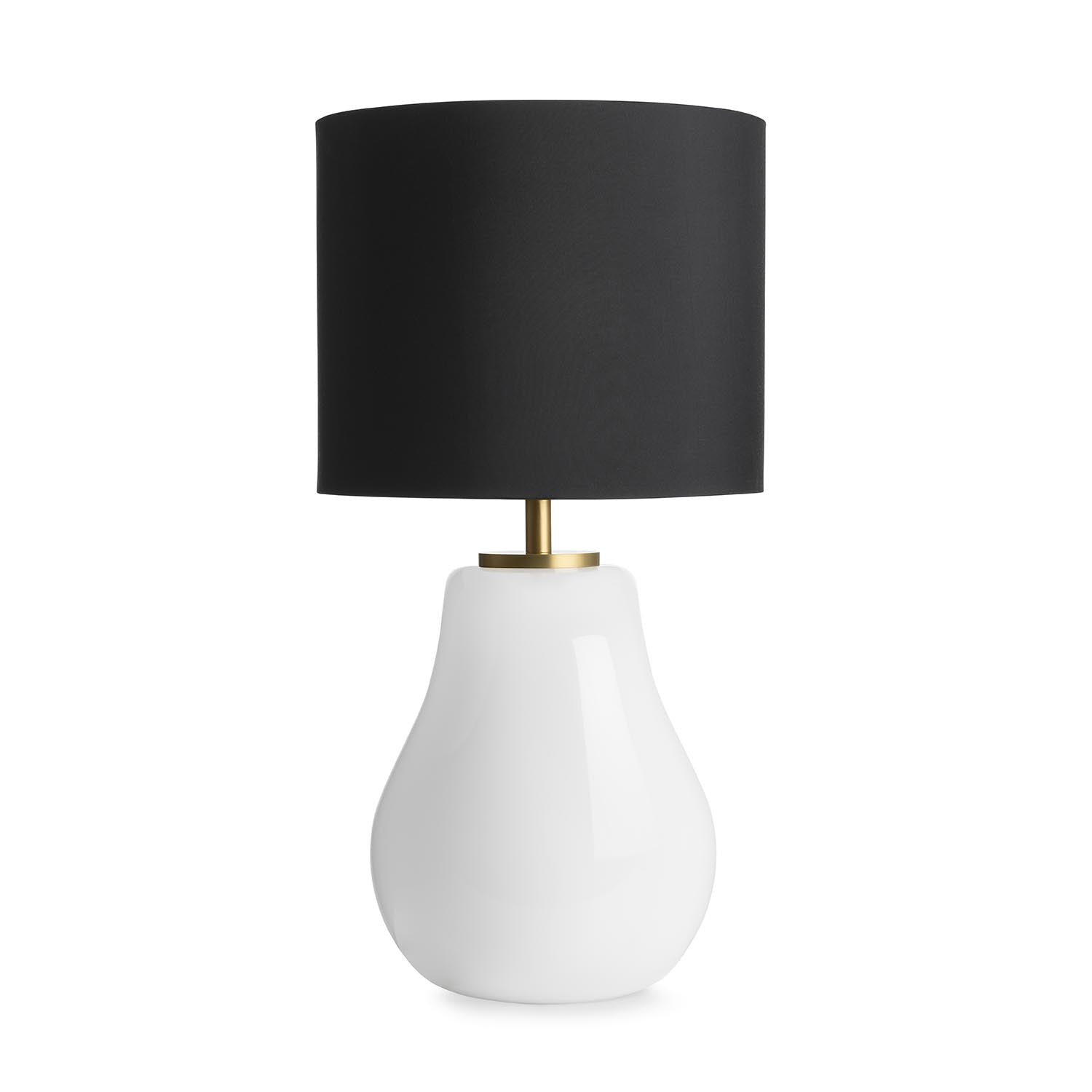 HITRA - Pear-shaped bedside lamp in blown glass and fabric lampshade