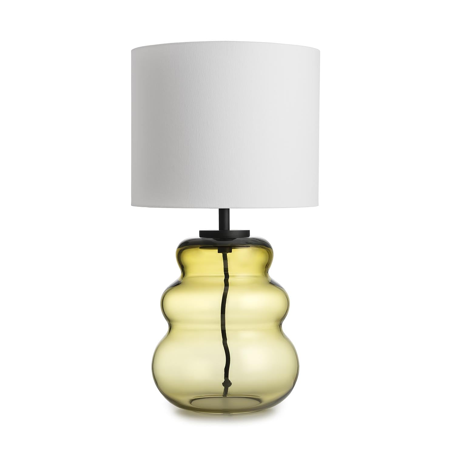 VIGRA - Table lamp in wavy blown glass and fabric lampshade