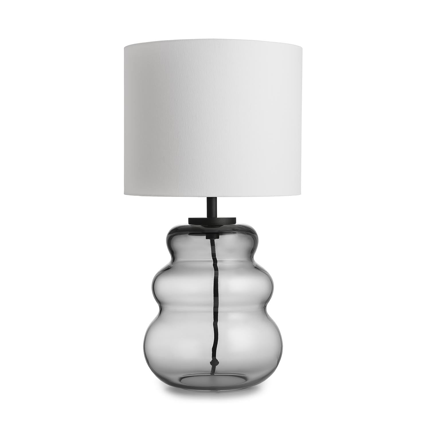 VIGRA - Table lamp in wavy blown glass and fabric lampshade