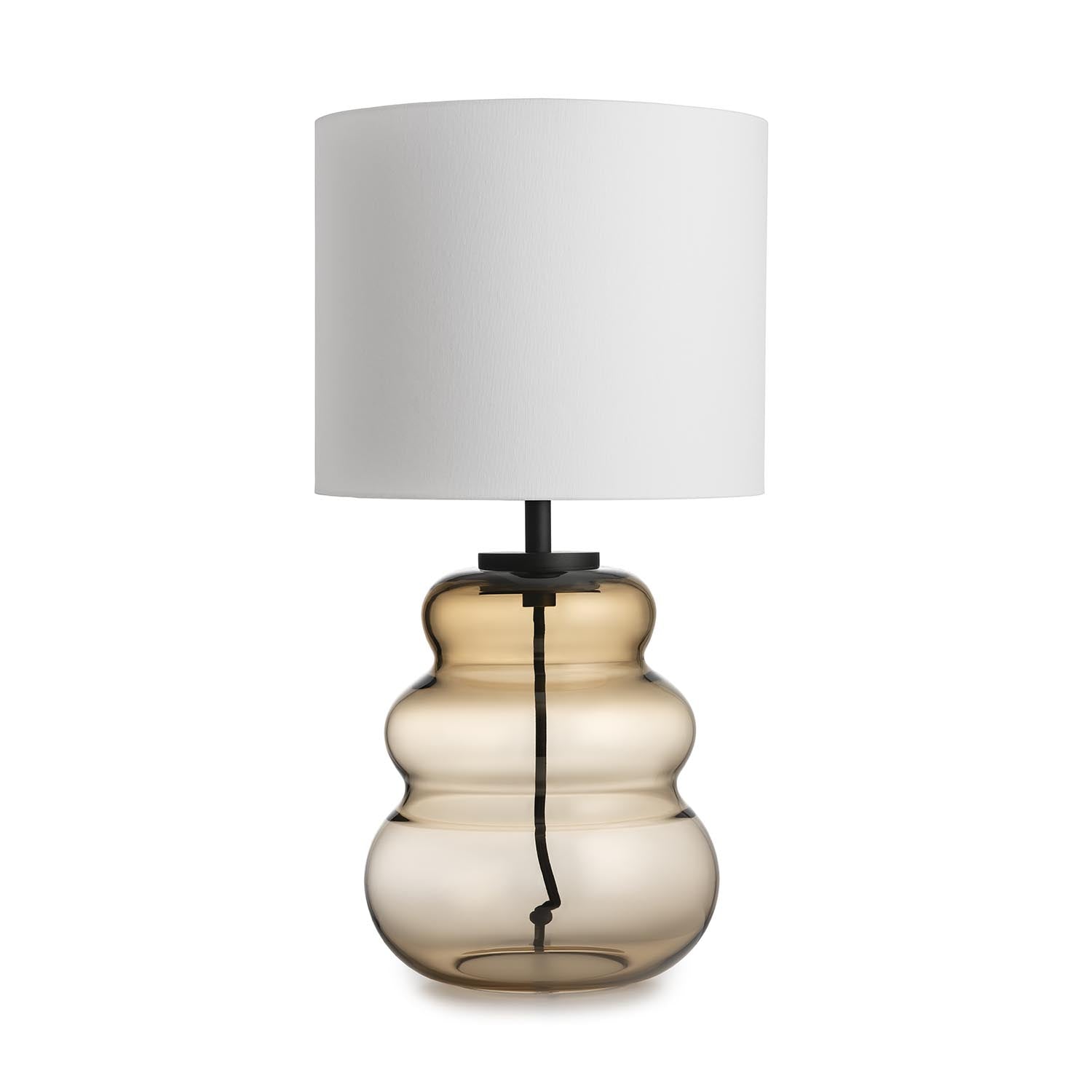 VIGRA - Table lamp in wavy blown glass and fabric lampshade