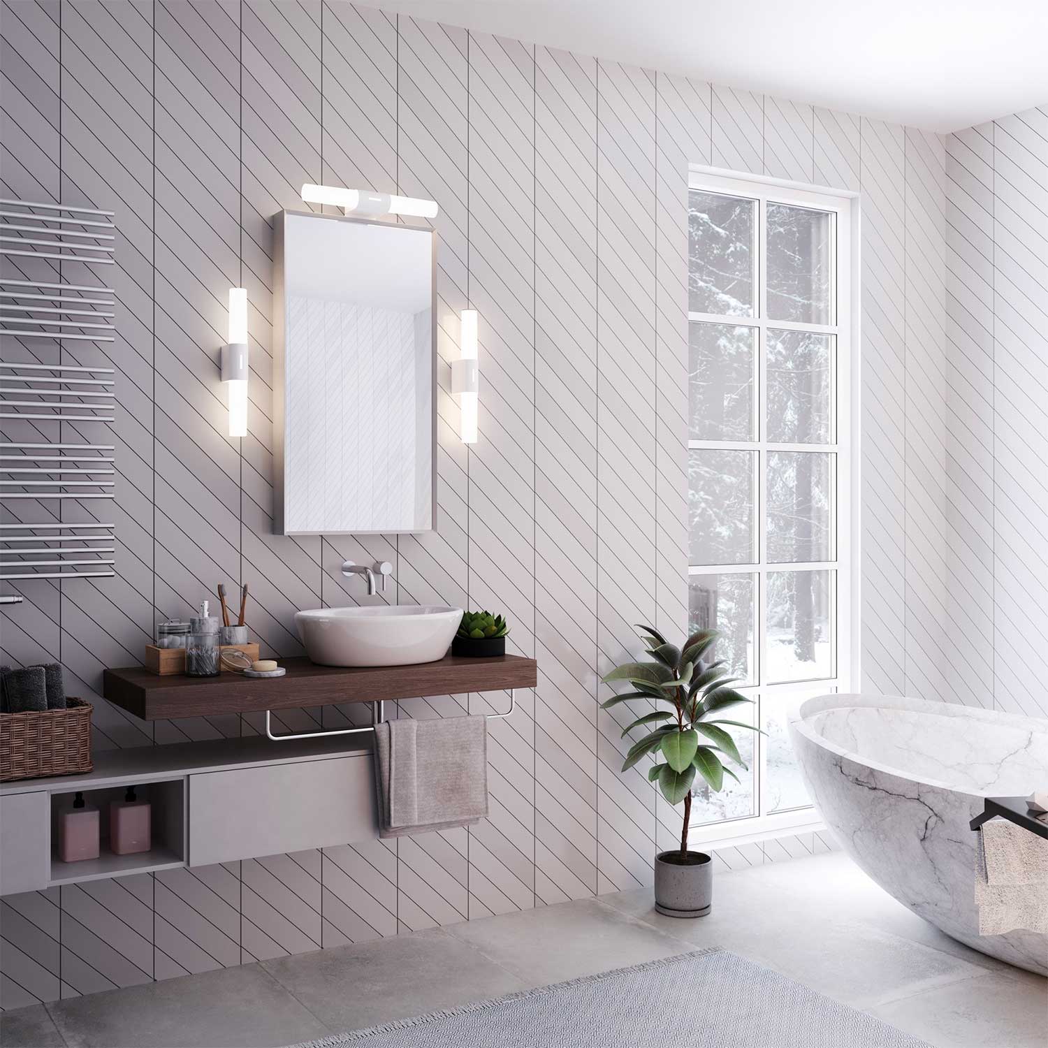 Helva - Applique murale LED IP44 pour miroir de salle de bain moderne