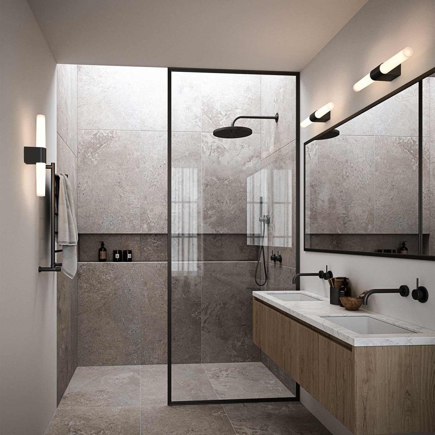 Helva - Applique murale LED IP44 pour miroir de salle de bain moderne
