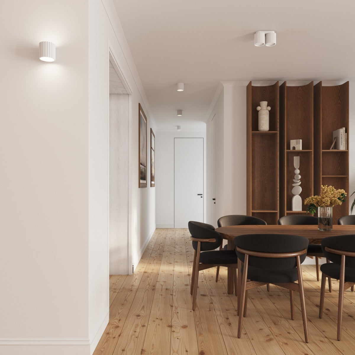 Heze - Aplique de pared acanalado de acero para salón contemporáneo