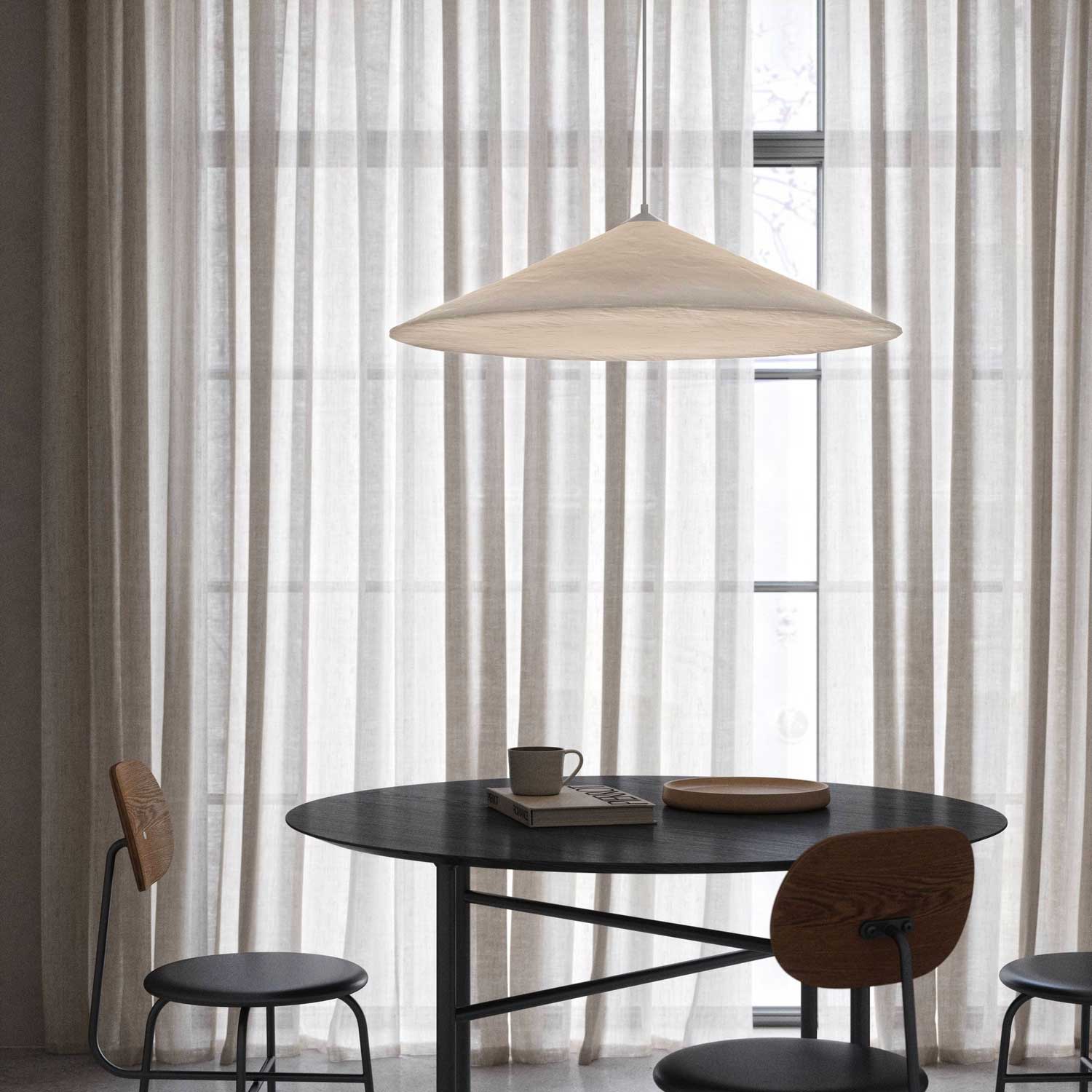 Hill - Suspension en tissu blanc pour salon japandi
