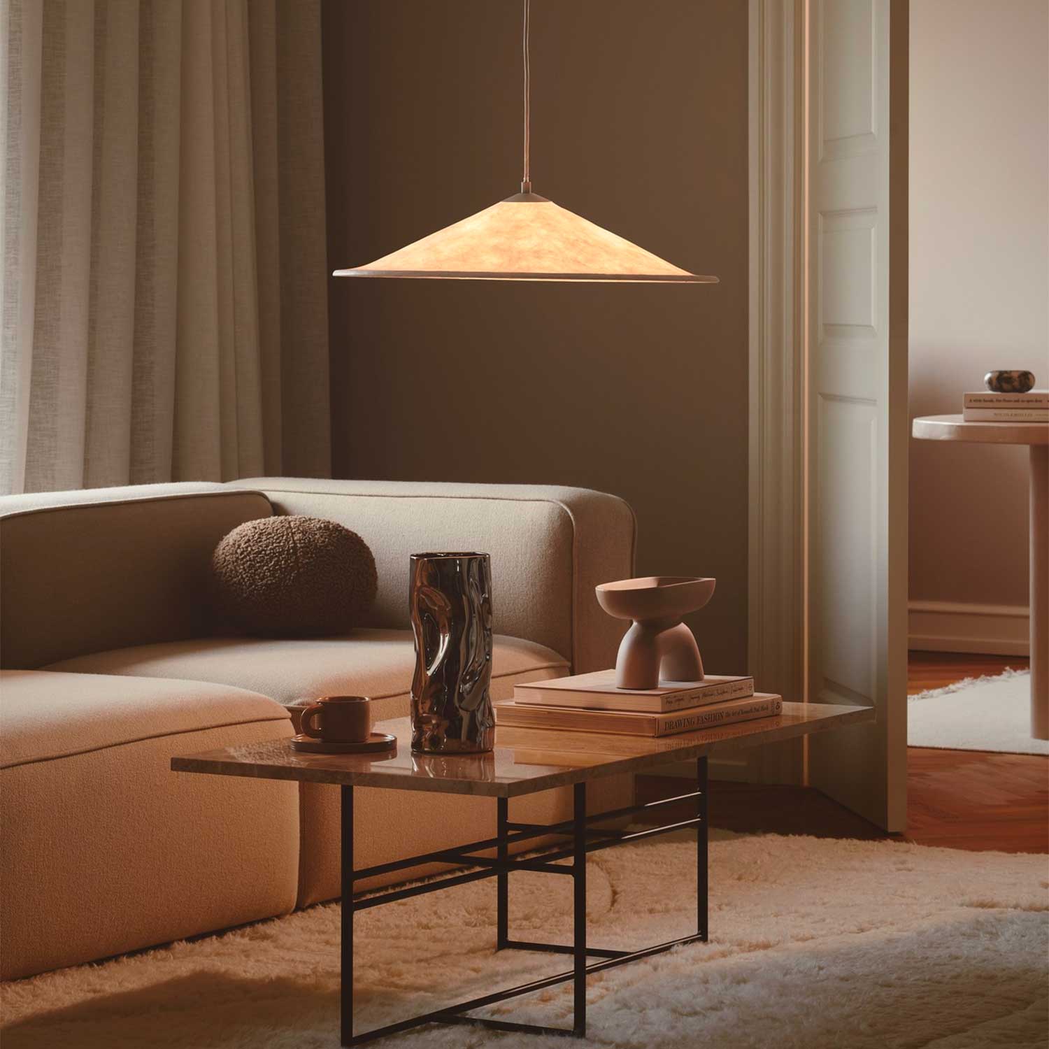 Hill - Suspension en tissu blanc pour salon japandi
