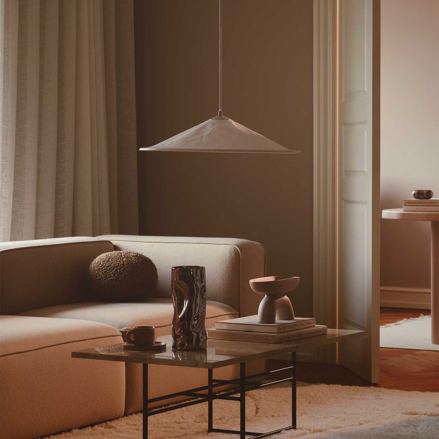 Hill - Suspension en tissu blanc pour salon japandi