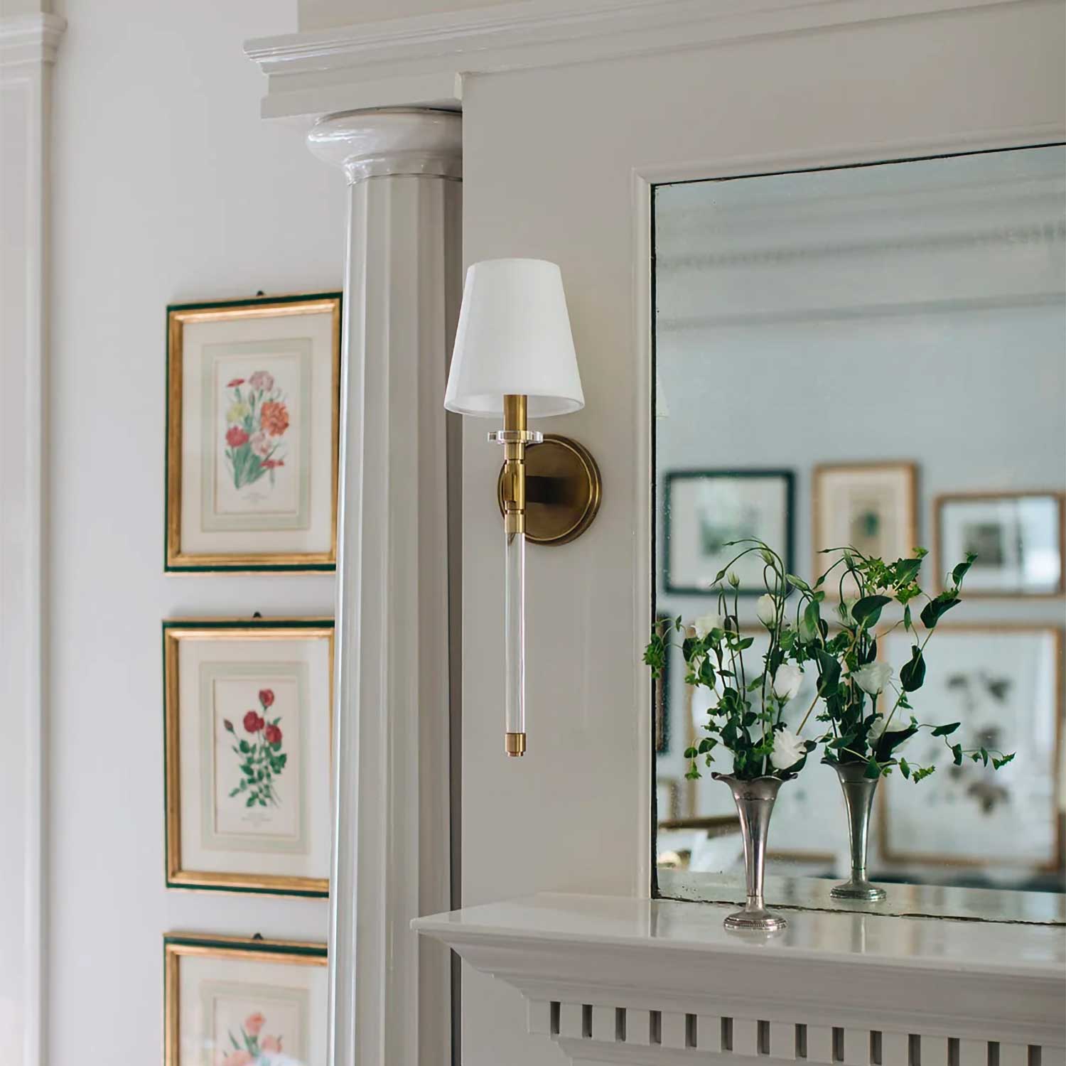 Bilxen - Aplique de pared de latón con pantalla de lino estilo chic