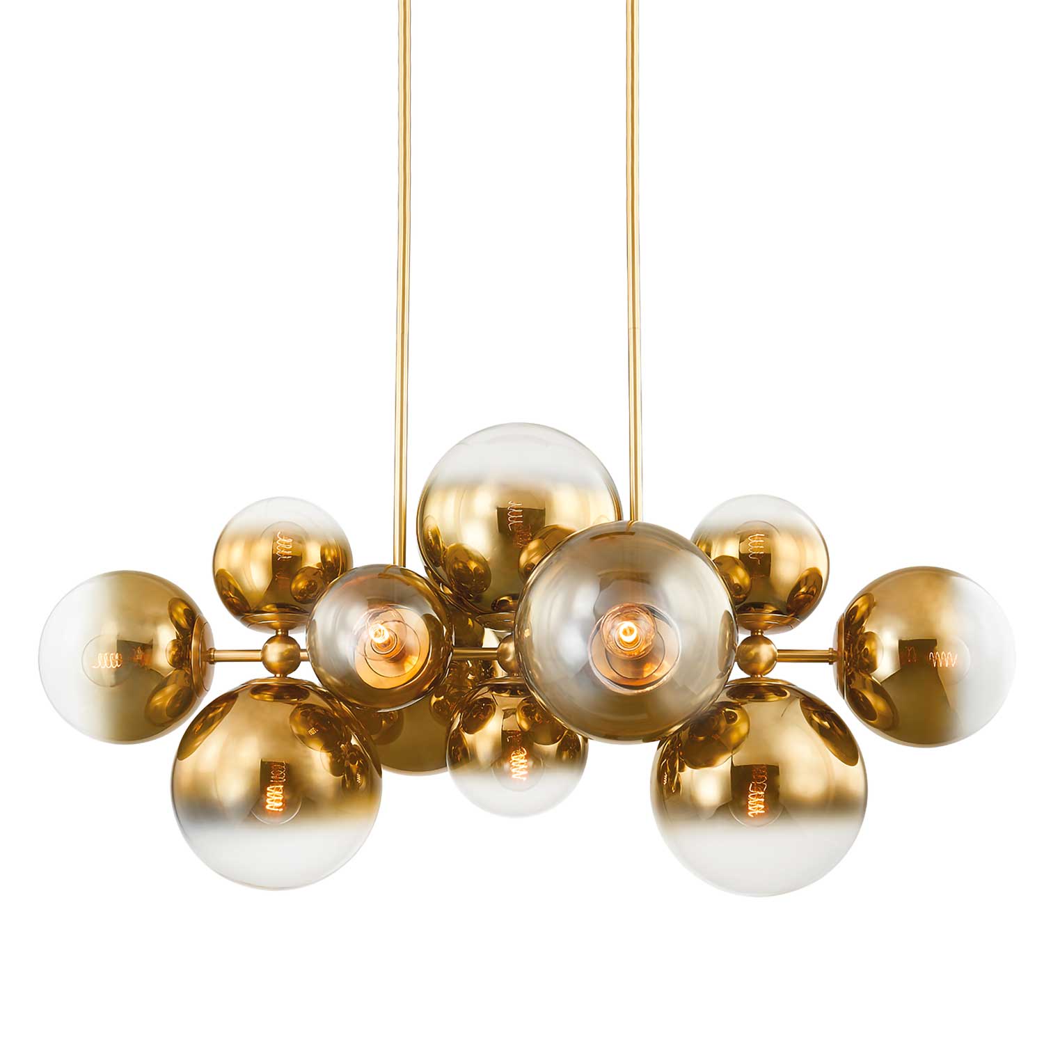 Kyoto - Lustre doré avec boules en verre doré pour salle à manger design