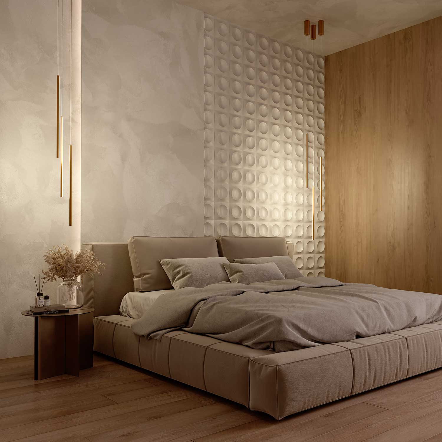 Halo - LED tube suspension in steel for modern bedroom
