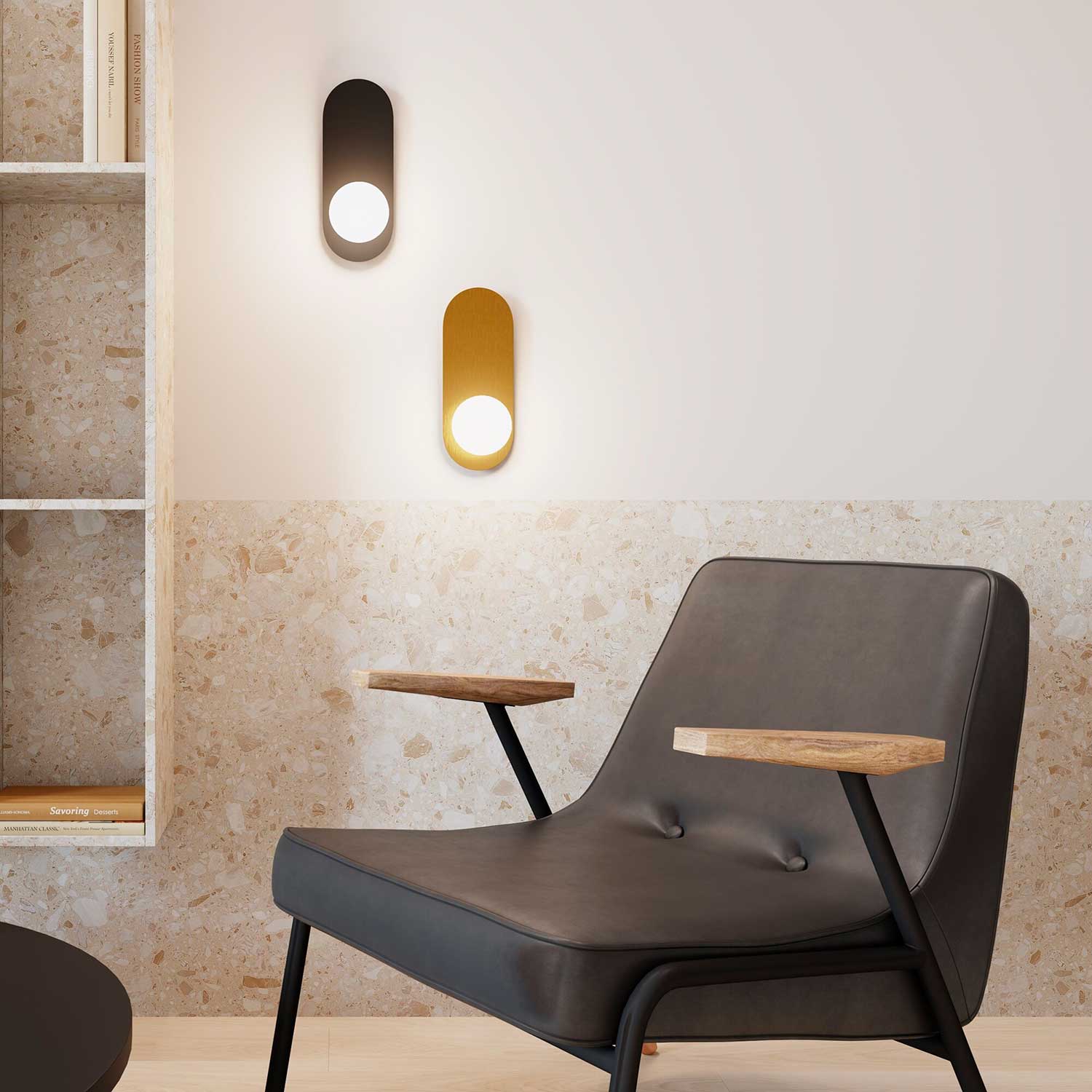 Bao - Applique murale acier et boule en verre moderne