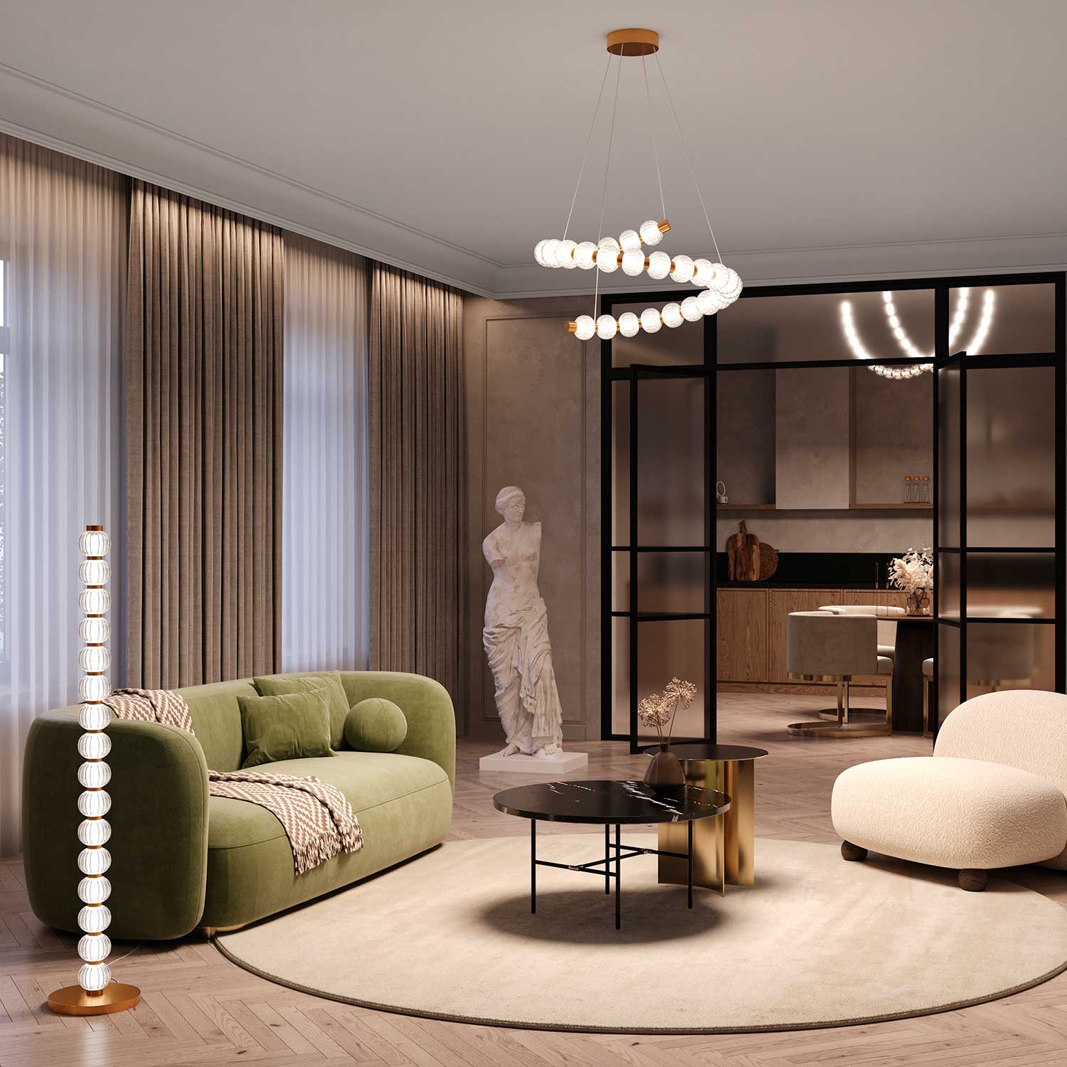 Amulet - Gold glass design pendant light for dining room