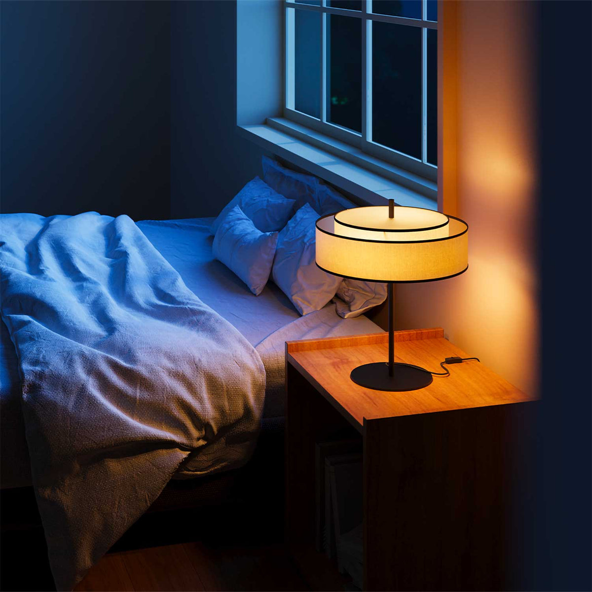 Bergamo - Lampe à poser en tissu et métal, style contemporain