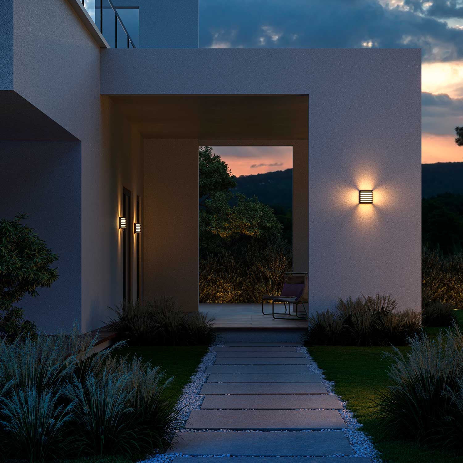 Downing Street - Aplique de pared exterior moderno con led