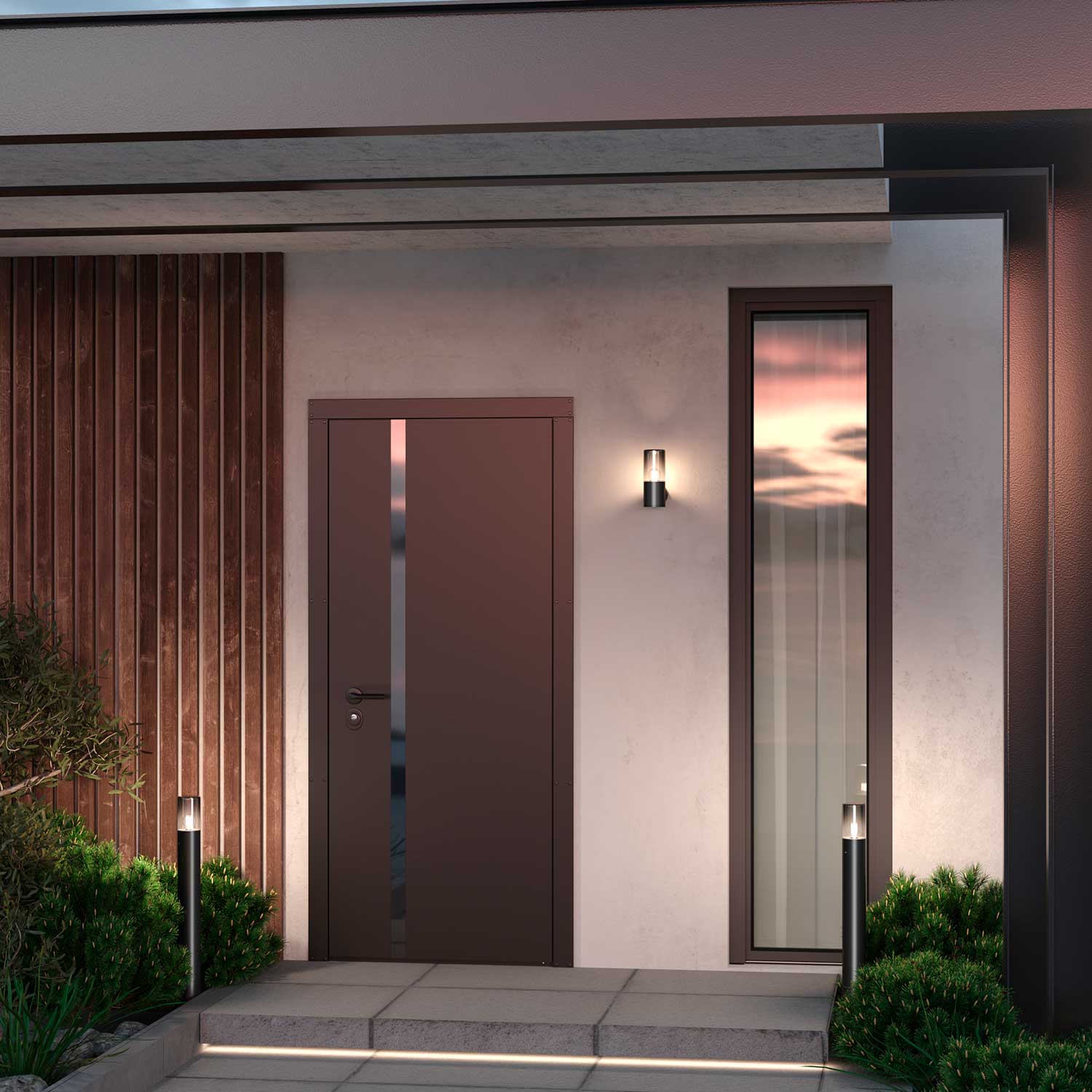 Amas - Borne lumineuse en acier noir moderne