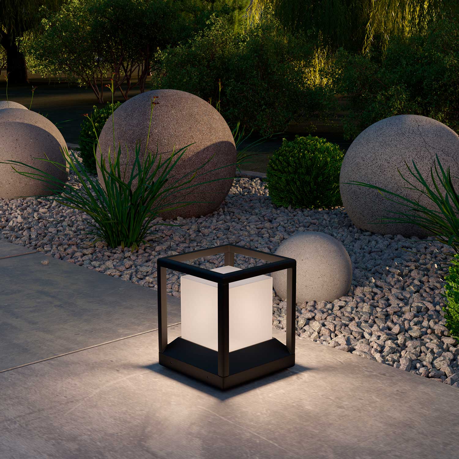 Trim - Designer black steel bollard for garden