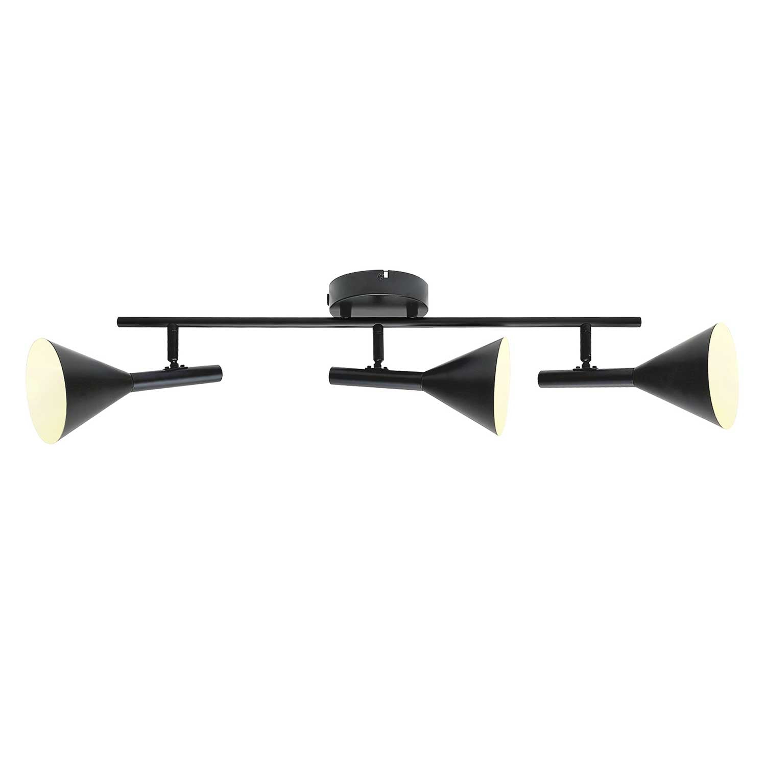 Kelvis - Plafonnier noir en acier avec 3 spots vintage