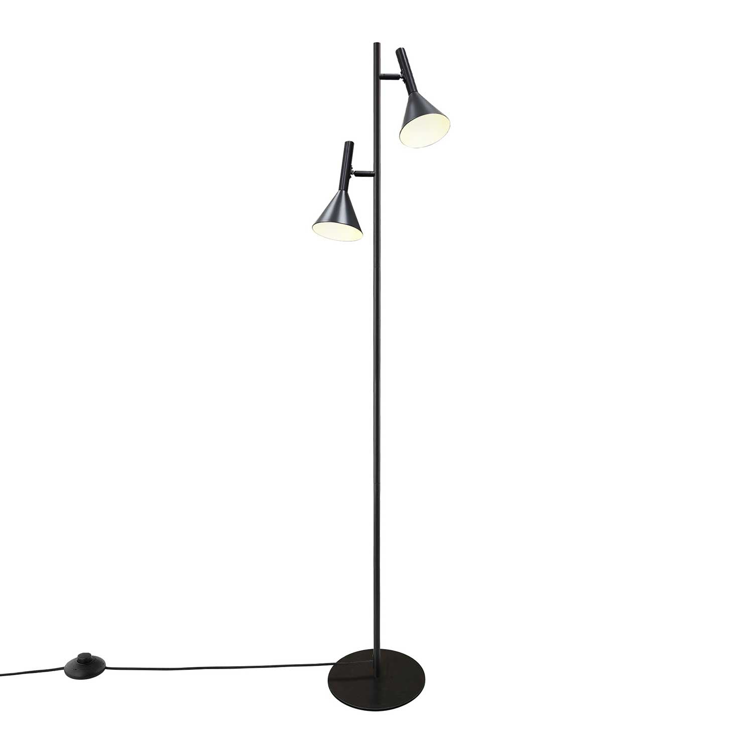Kelvis - Lampadaire en acier noir design vintage pour salon