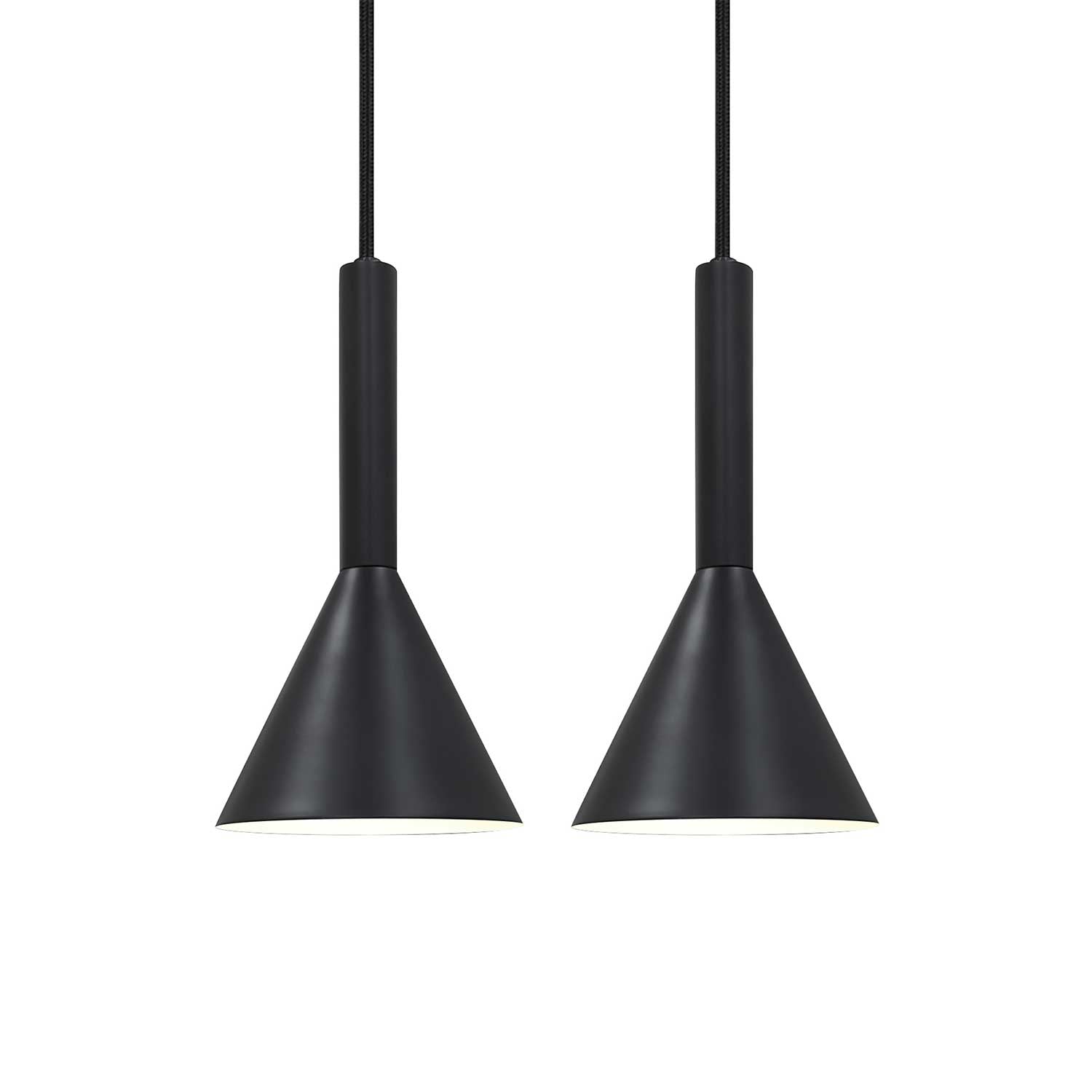 Kelvis - Kit de 2 suspensions noires en acier pour cuisine moderne