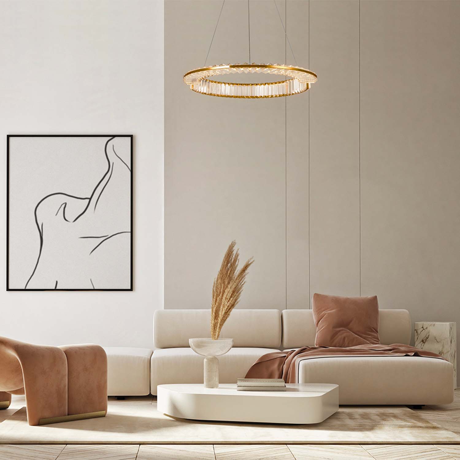 KRONE - Chic crystal pendant light with integrated LED 4000K