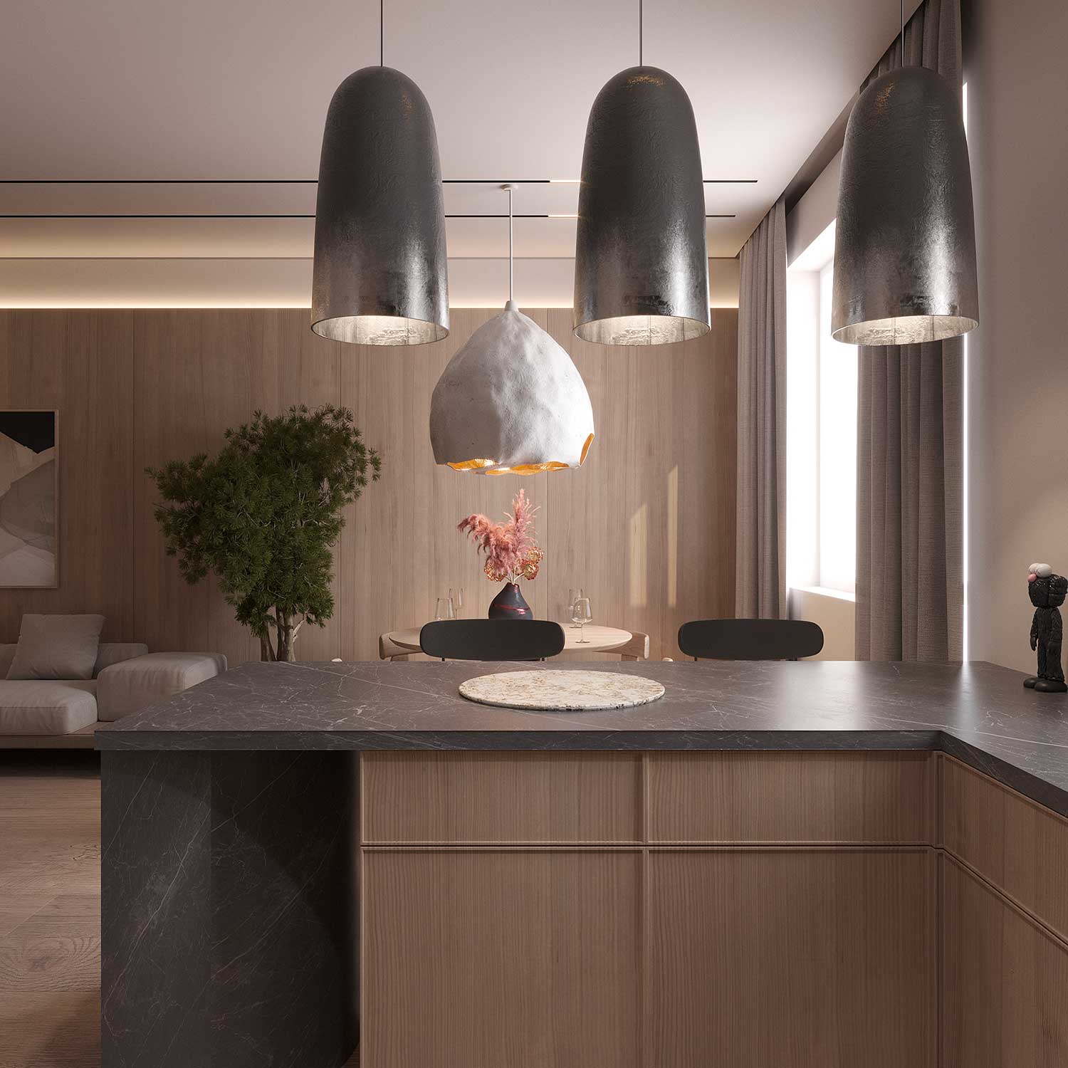 LAKUNA - Lámpara colgante de cerámica cúpula diseño