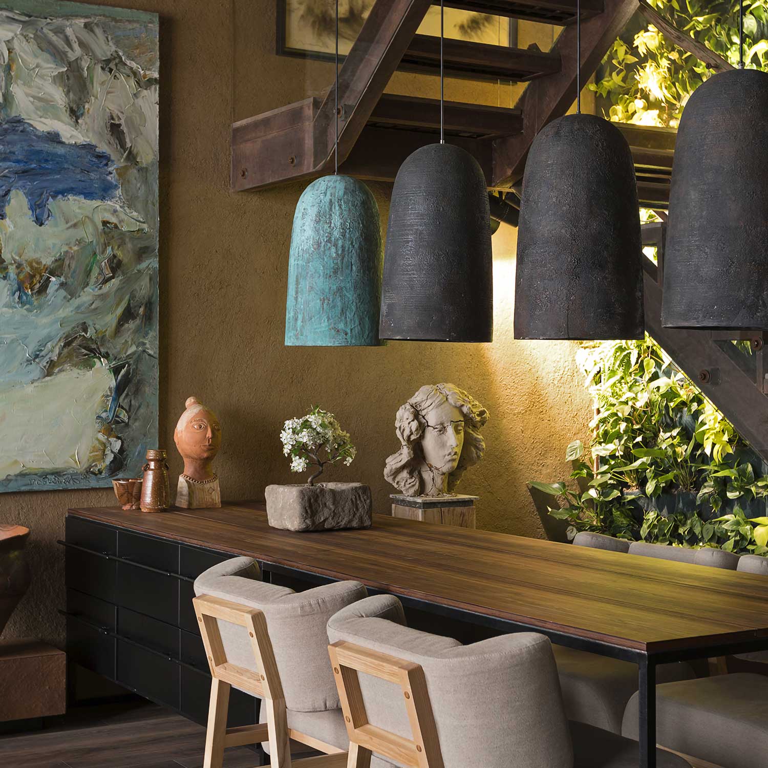 LAKUNA - Lámpara colgante de cerámica cúpula diseño