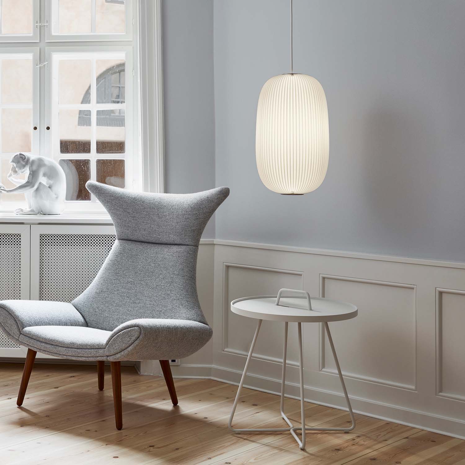 LAMELLA 2 - Hängelampe aus plissiertem Papier, handgefertigt