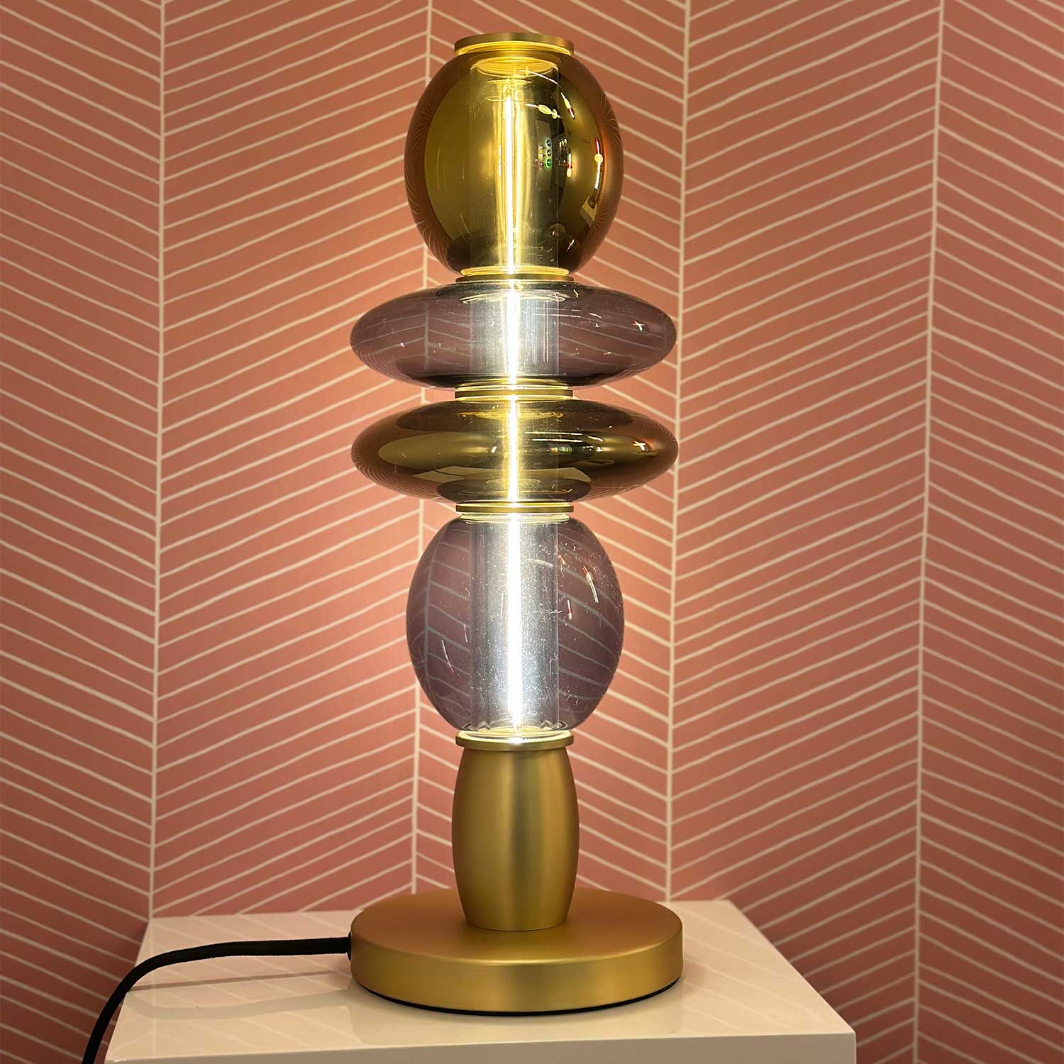 Léonor - LED living room lamp in colored design glass