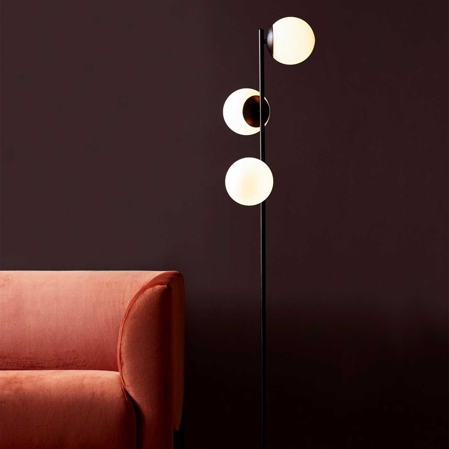 Lilly - Lampadaire art déco en acier avec boules en verre design