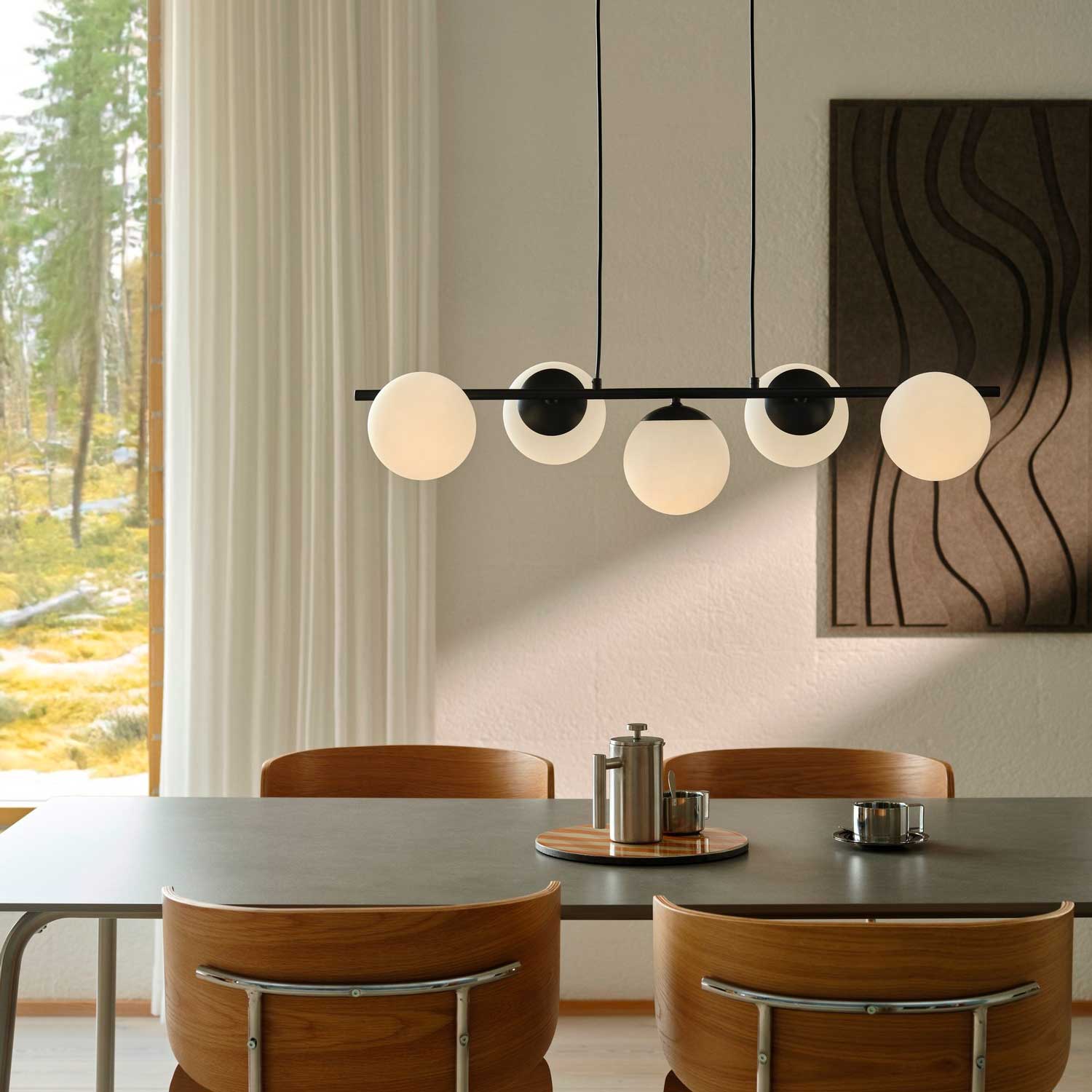 Lilly - Suspension art déco boules en verre pour salle à manger