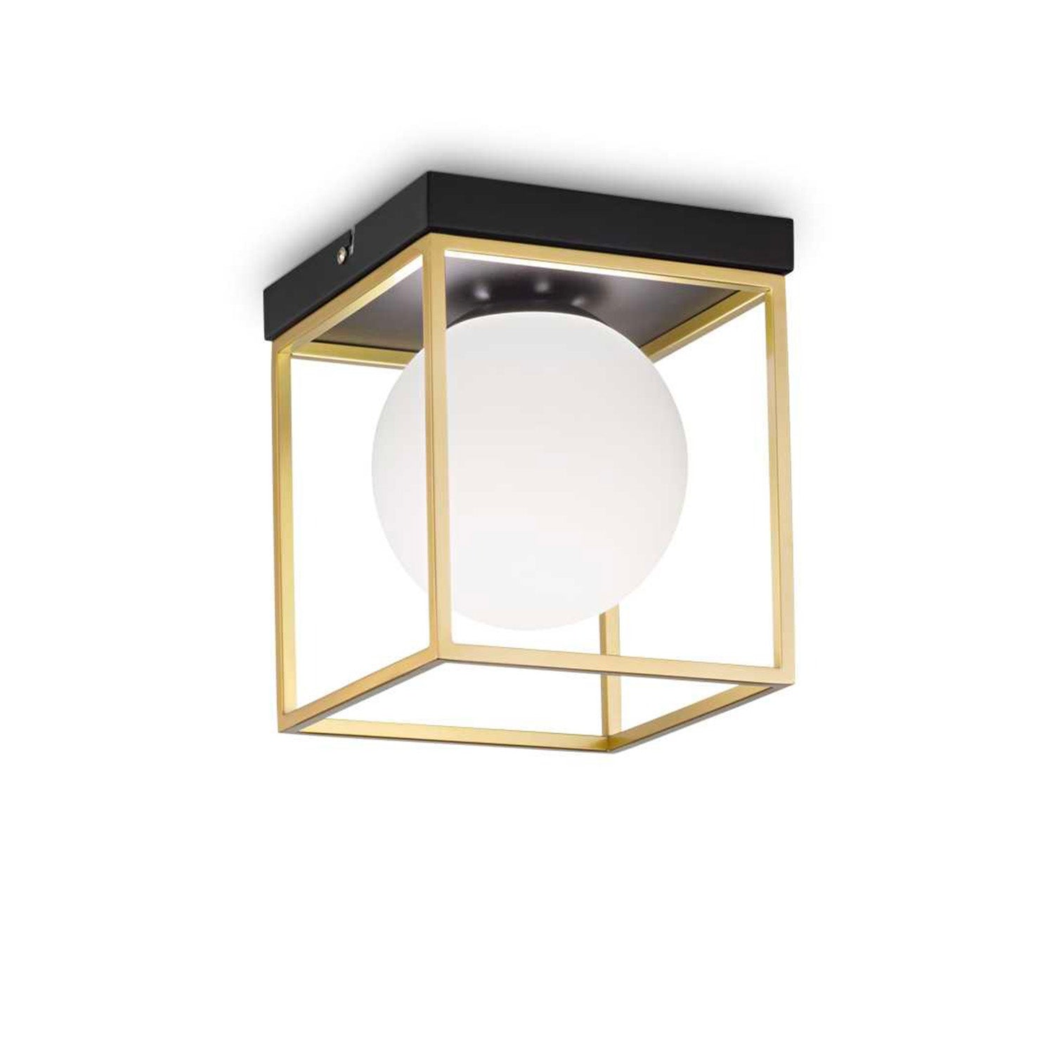 LINGOTTO - Cube ceiling light with glass globe