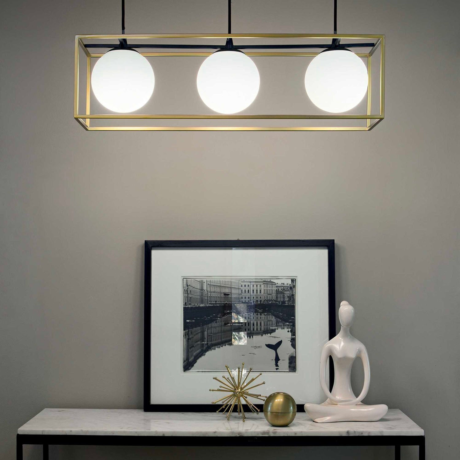 LINGOTTO - Cage pendant light with glass balls