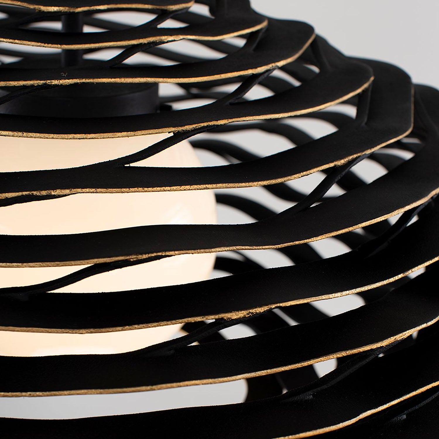 LUMA - Elliptical wave-shaped chandelier in black steel