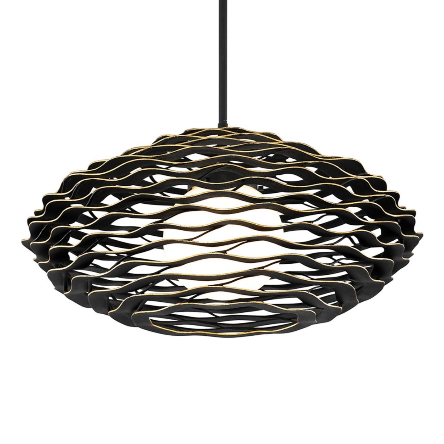 LUMA - Elliptical wave-shaped chandelier in black steel