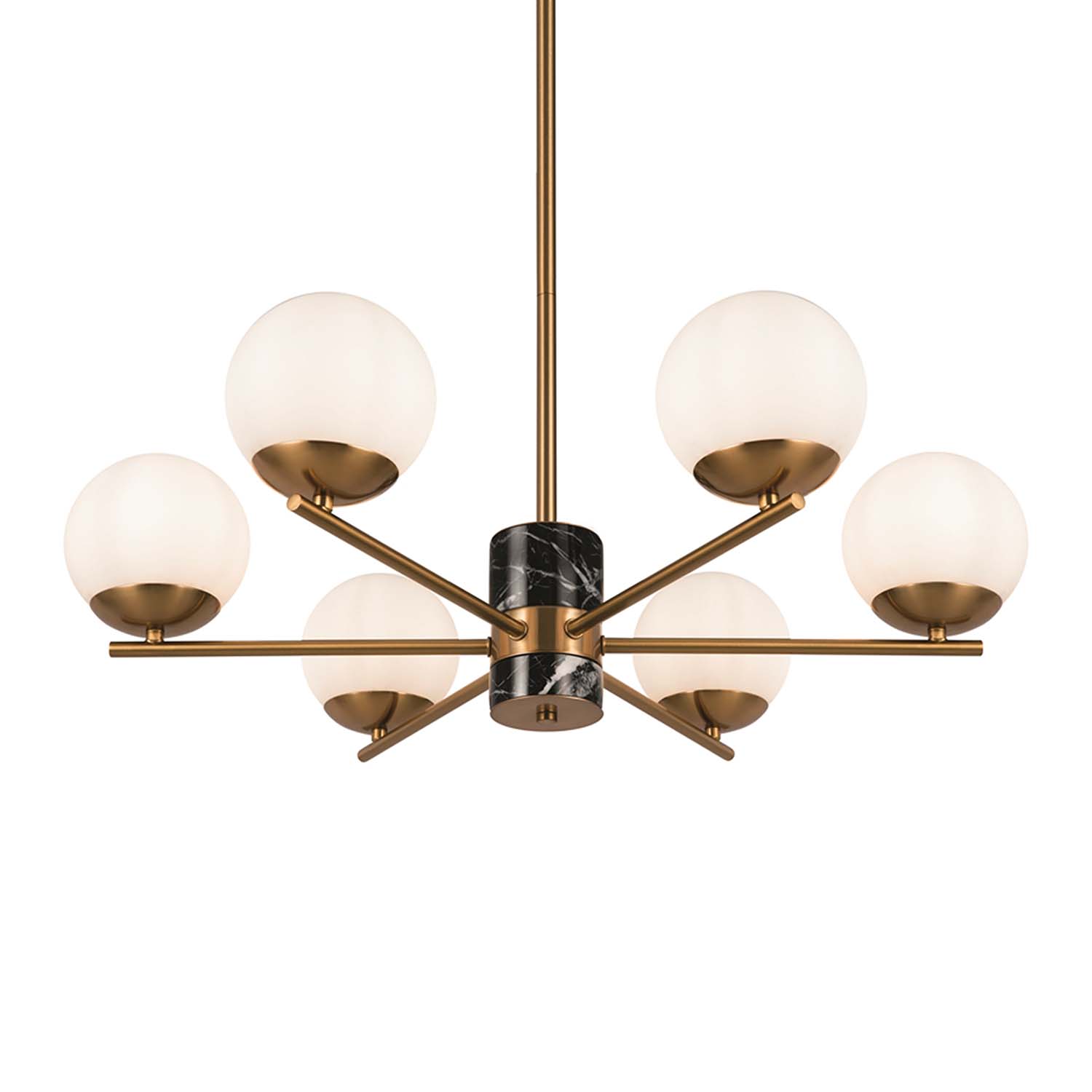 MARBLE - Lámpara dorada art déco con bolas de vidrio