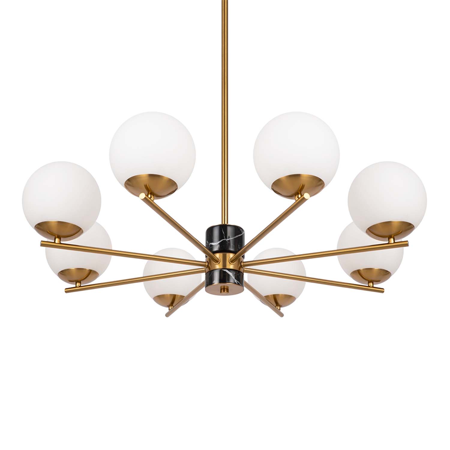 MARBLE - Art deco golden chandelier with glass balls