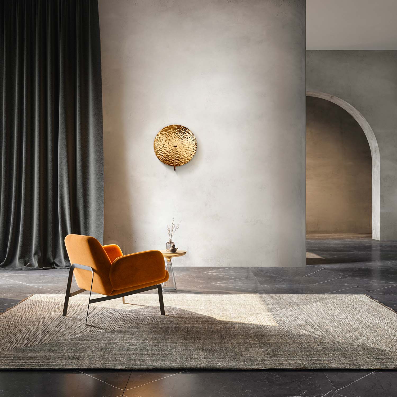 MARE - Applique murale circulaire en metal martelé doré ou acier