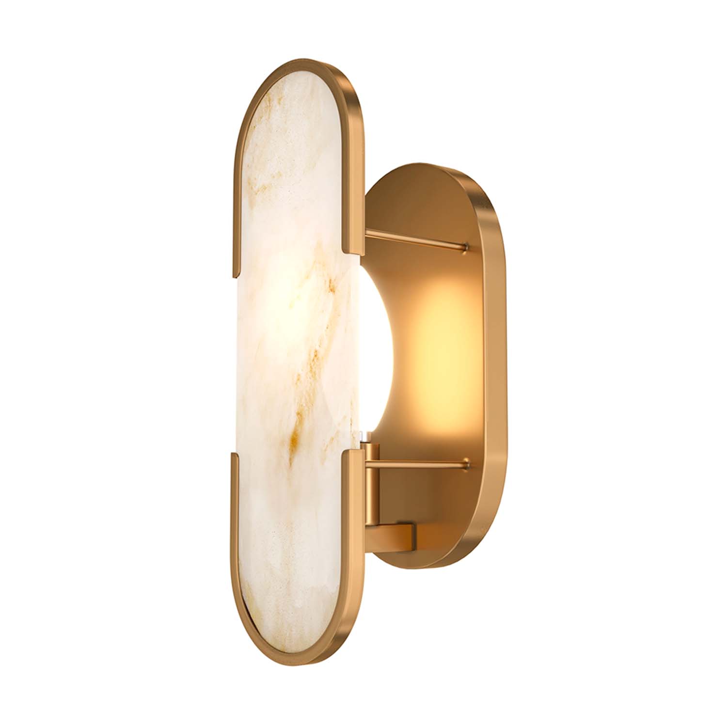MARMO - Aplique de pared en metal dorado efecto latón y mármol