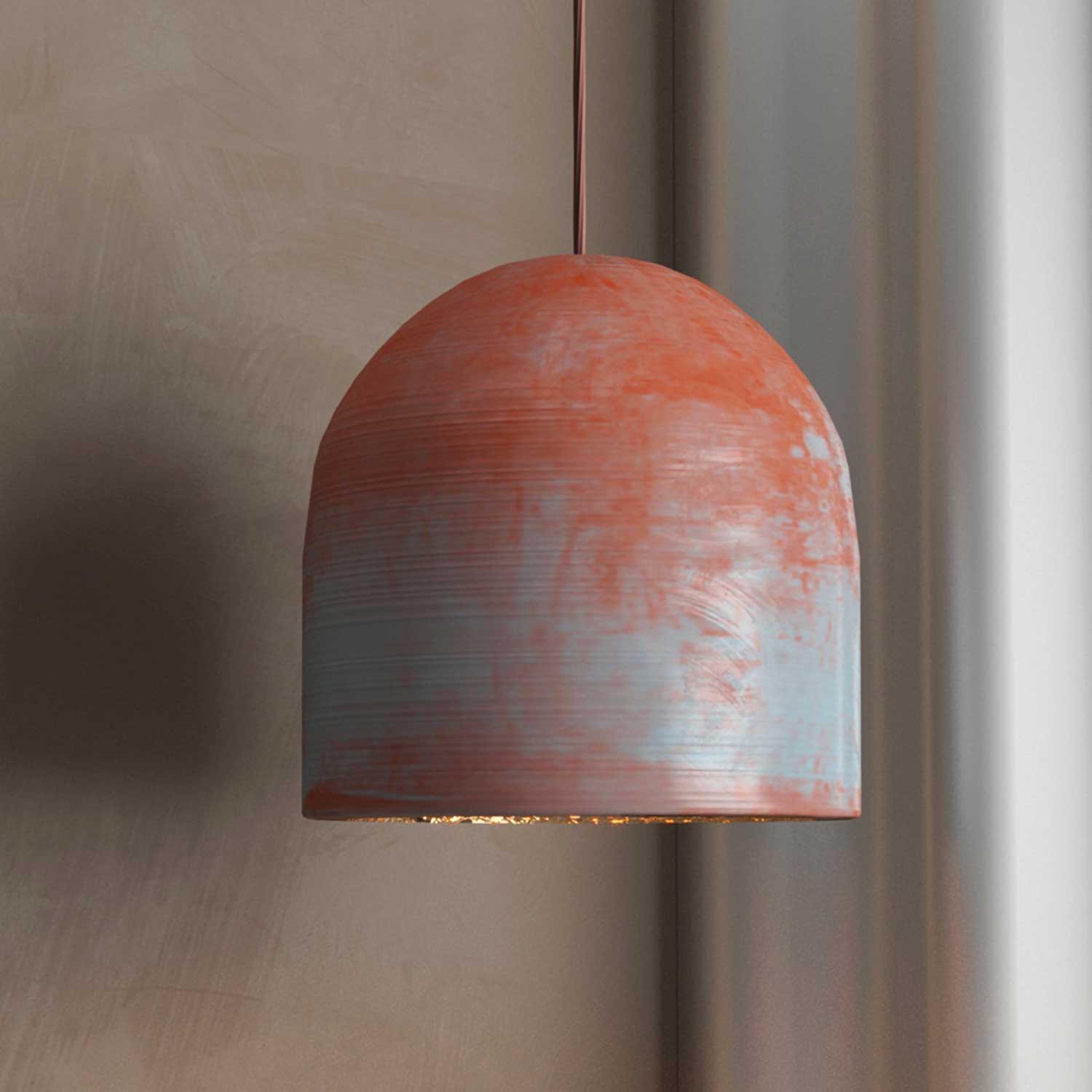 MAYA - Runde Design-Hängeleuchte mit Kuppel aus Keramik