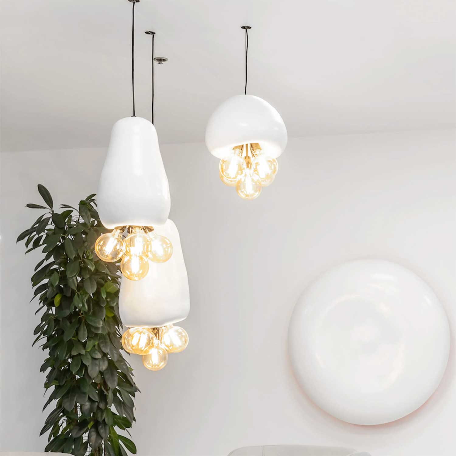 MEDUSA - Wabi-sabi chandelier with designer bulbs