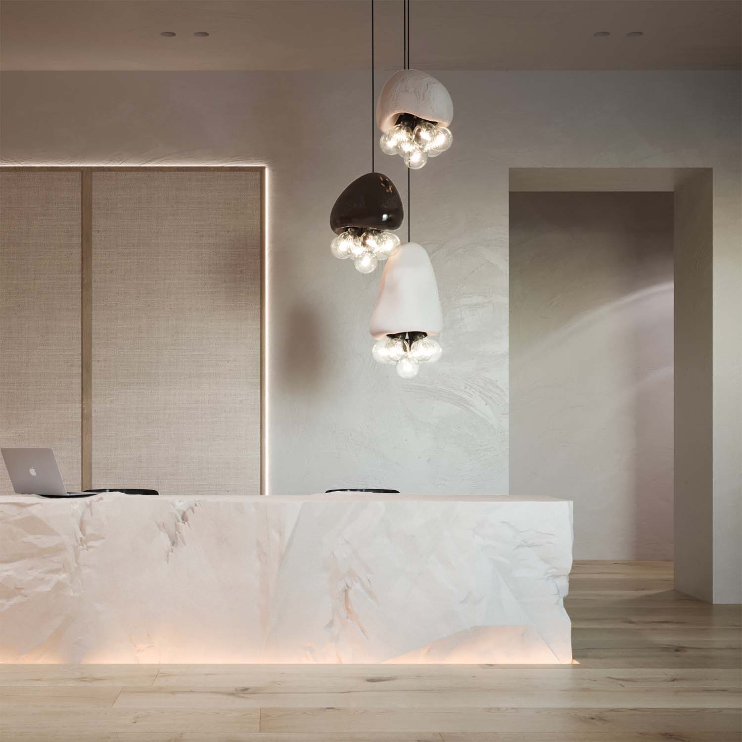 MEDUSA - Wabi-sabi chandelier with designer bulbs