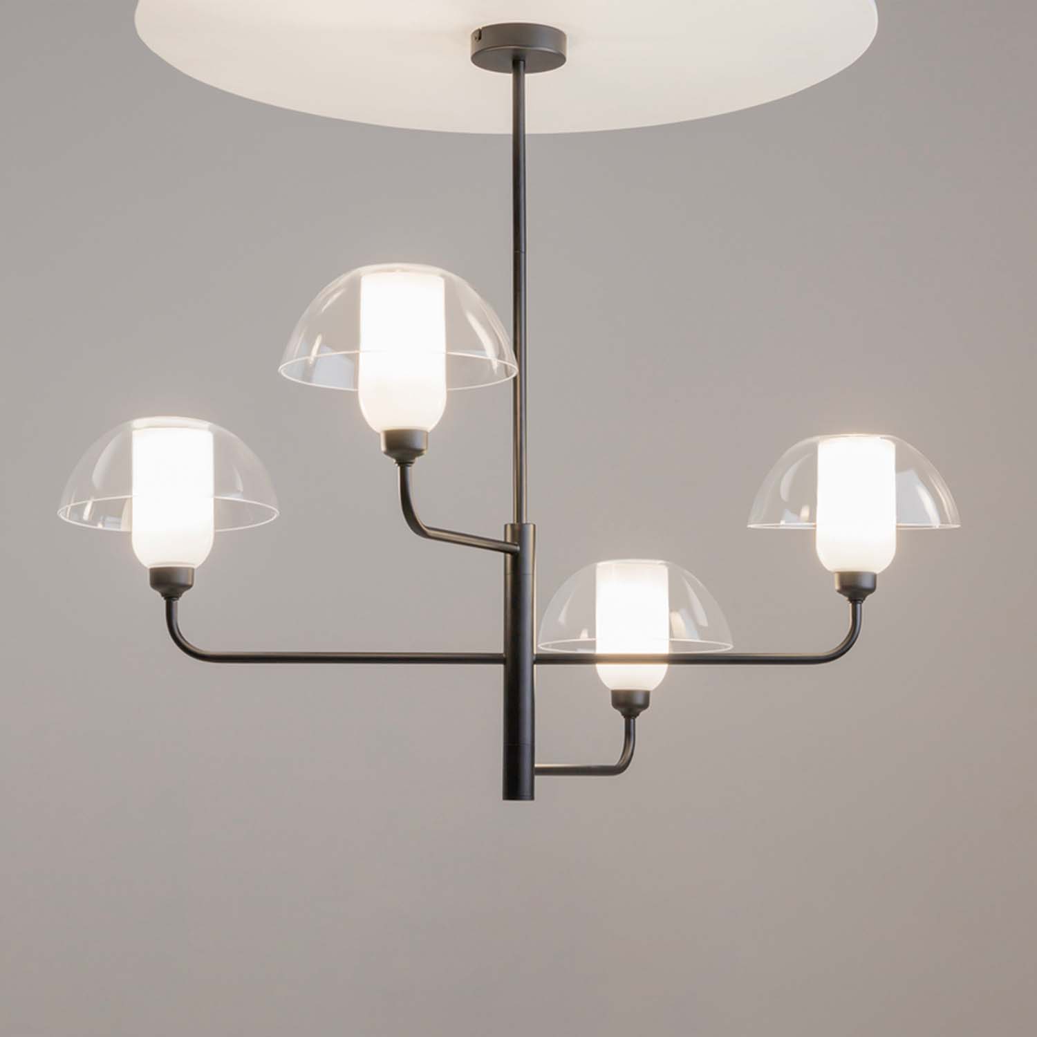 MEMORY - Chic and modern chandelier in black steel and glass