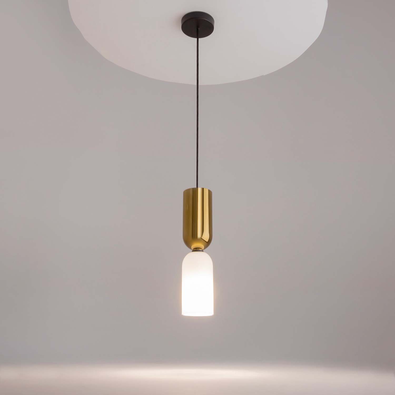 MEMORY - Two-tone design pendant light in steel and glass