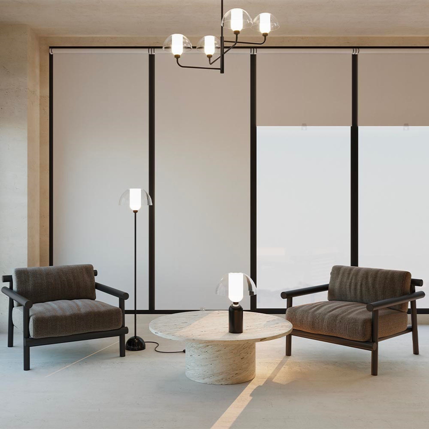 MEMORY - Chic and modern chandelier in black steel and glass