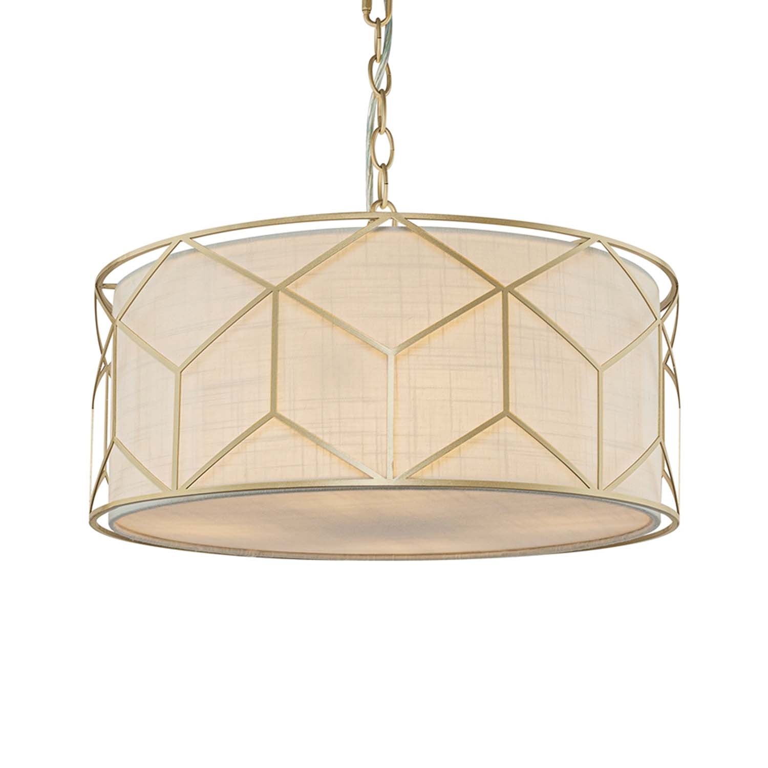 MESSINA - Lámpara de tela art déco, acero dorado vintage