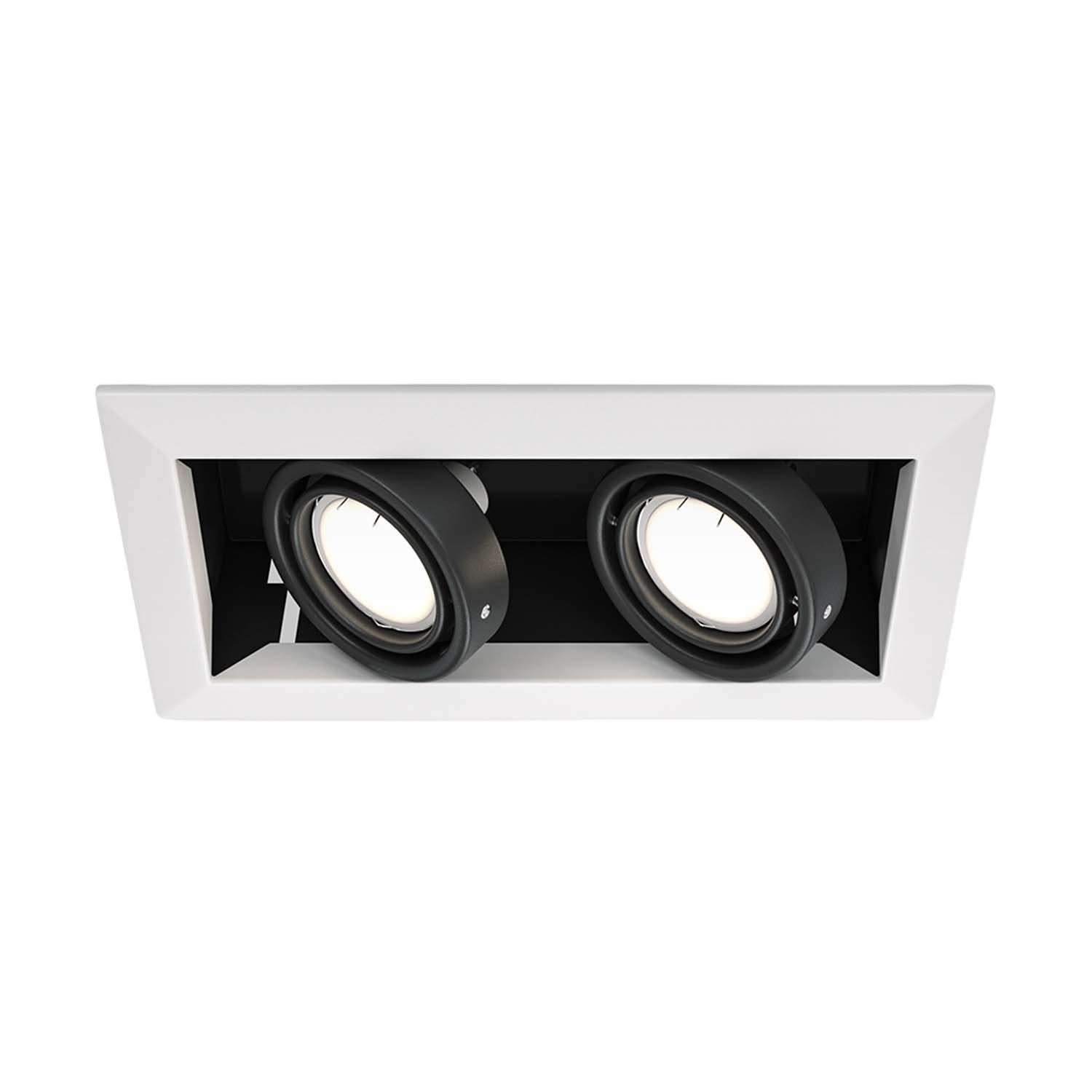 METAL MODERN - Doppelter quadratischer Spot schwarz oder weiß, drehbar, Design