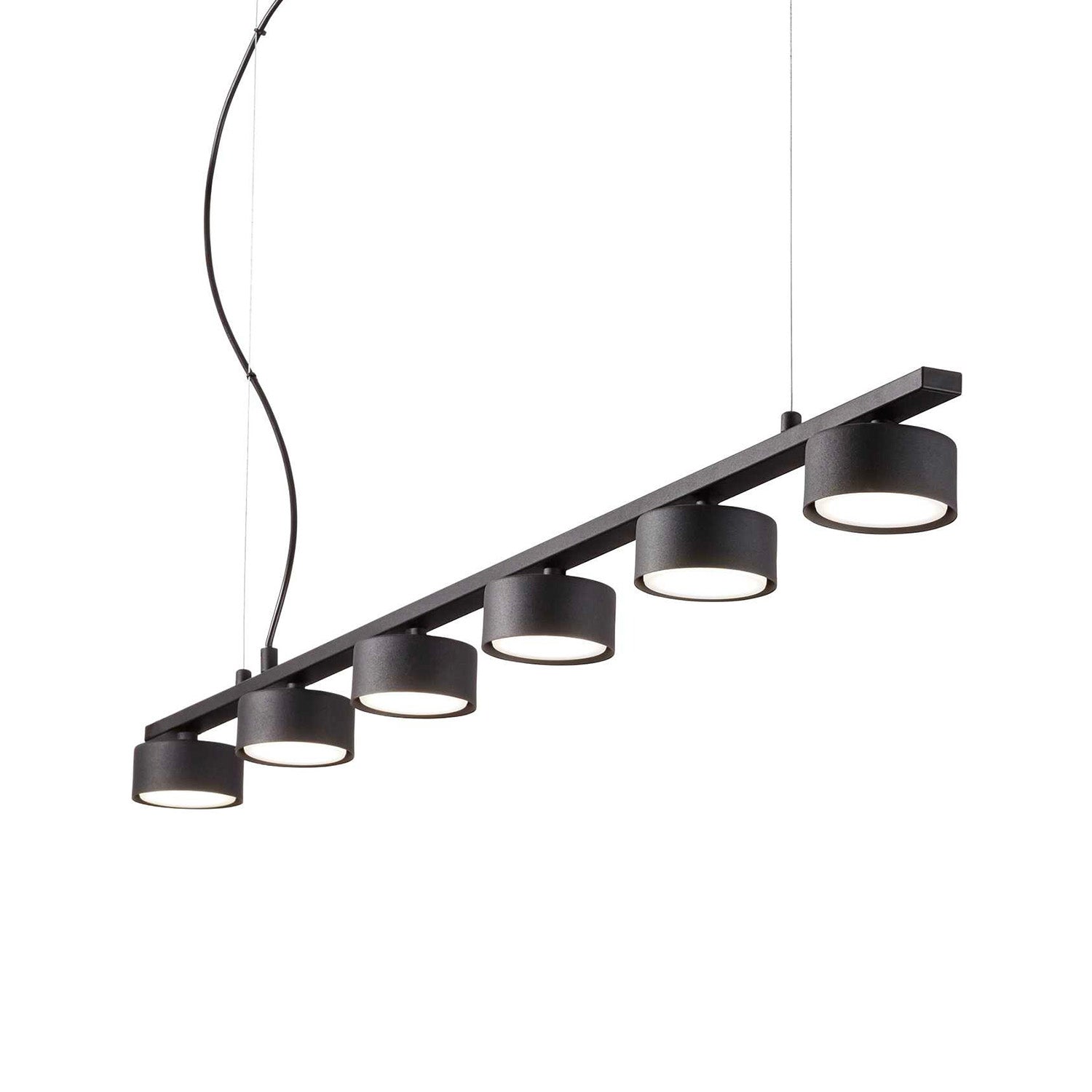 MINOR LINEAR - Schwarze lineare Aluminium-Hängeleuchte mit Spots