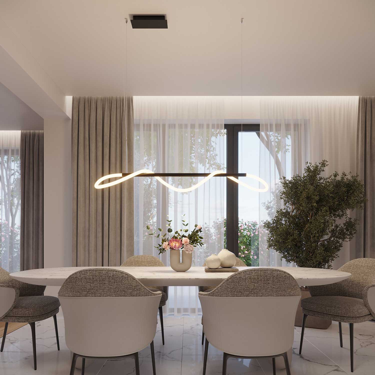Mira - Tubo de suspensión led en acero negro moderno