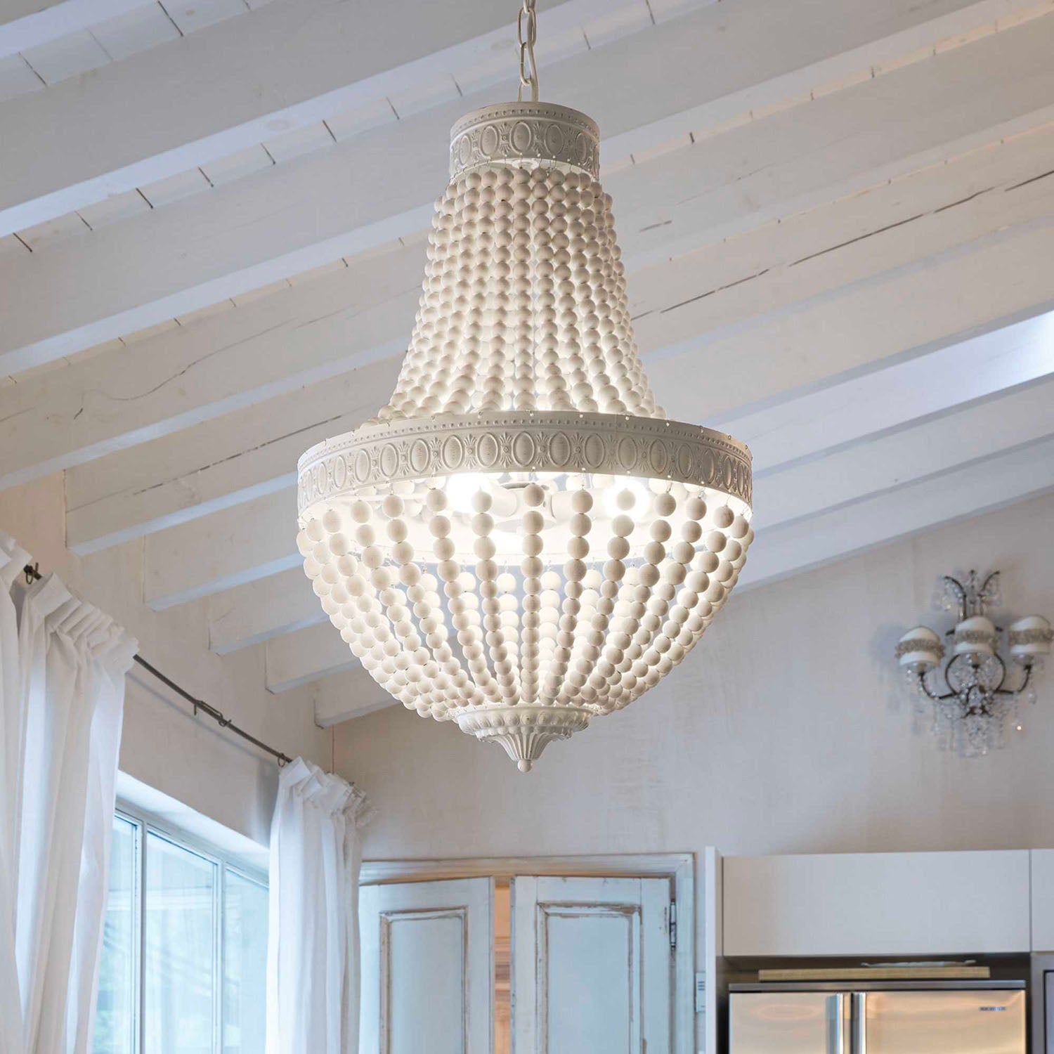 MONET - Antique chandelier with beads and moldings
