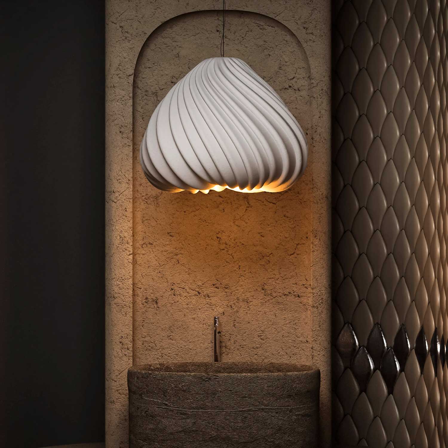 MUSHLYA - Lustre spirale en céramique design pour salon